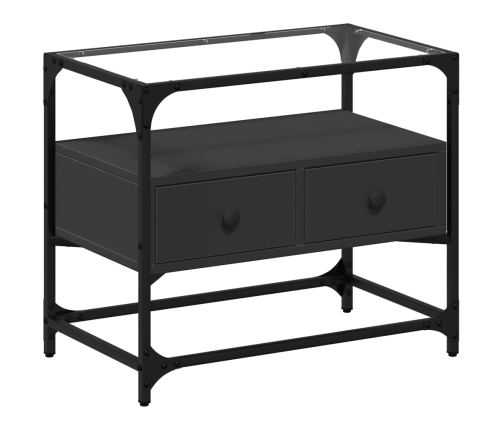 Mueble TV tablero cristal madera ingeniería negro 60x35x51 cm