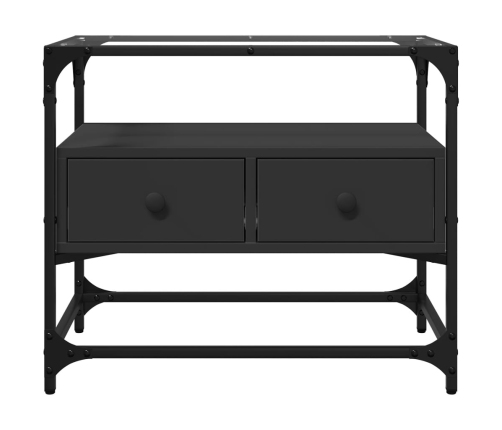 Mueble TV tablero cristal madera ingeniería negro 60x35x51 cm