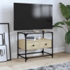 Mueble TV cristal y madera ingeniería roble Sonoma 60x35x51 cm