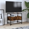 Mueble TV cristal y madera ingeniería roble ahumado 60x35x51 cm