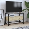 Mueble TV cristal y madera ingeniería roble Sonoma 80x35x51 cm