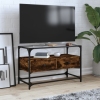 Mueble TV cristal y madera ingeniería roble ahumado 80x35x51 cm