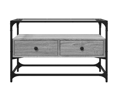 Mueble TV cristal y madera ingeniería gris Sonoma 80x35x51 cm