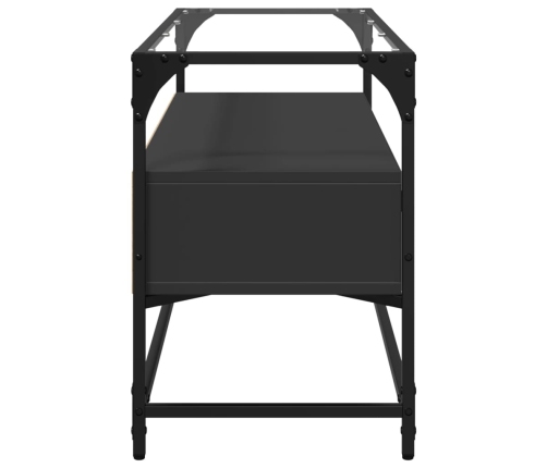 Mueble TV cristal y madera ingeniería negro 98x35x51 cm