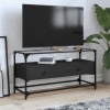 Mueble TV cristal y madera ingeniería negro 98x35x51 cm