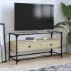 Mueble TV cristal y madera ingeniería roble Sonoma 98x35x51 cm