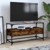 Mueble TV cristal y madera ingeniería roble ahumado 98x35x51 cm