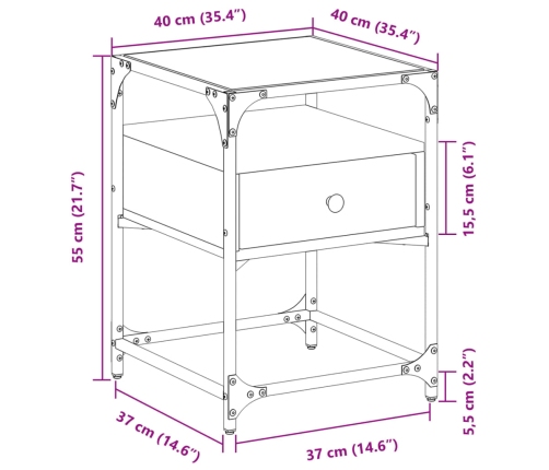 Mesitas de noche 2 uds madera de ingeniería negro 40x30x50 cm