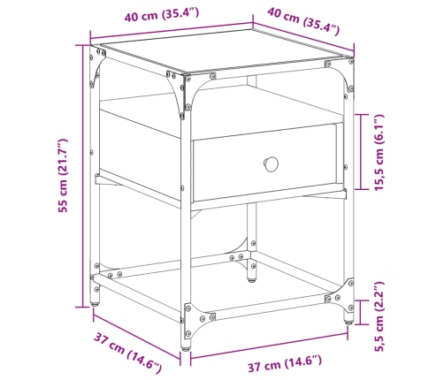 Mesita de noche madera de ingeniería roble Sonoma 40x40x55 cm