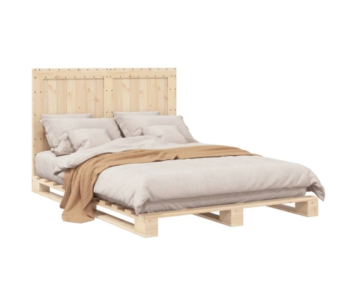 Estructura de cama con cabecero madera maciza pino 160x200 cm