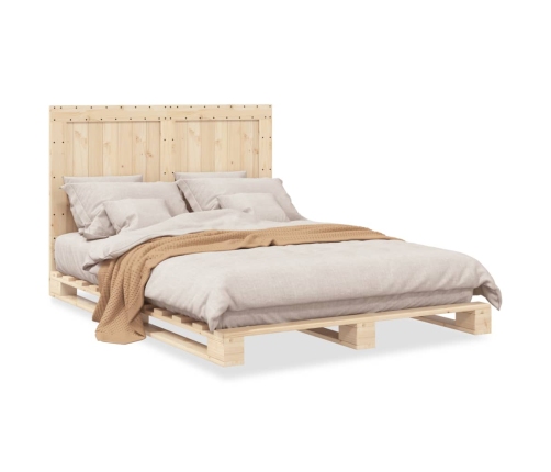 Estructura de cama con cabecero madera maciza pino 160x200 cm