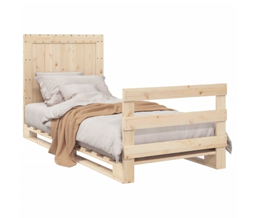 Estructura de cama con cabecero madera maciza de pino 90x200 cm