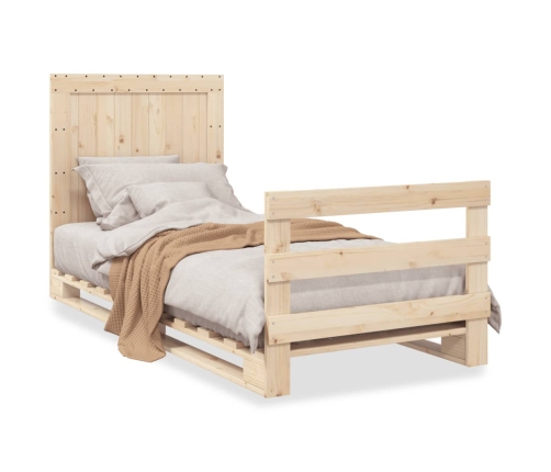 Estructura de cama con cabecero madera maciza de pino 90x200 cm