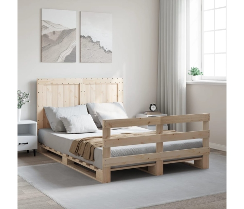 vidaXL Estructura de cama con cabecero madera maciza pino 160x200 cm