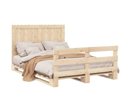 vidaXL Estructura de cama con cabecero madera maciza pino 160x200 cm