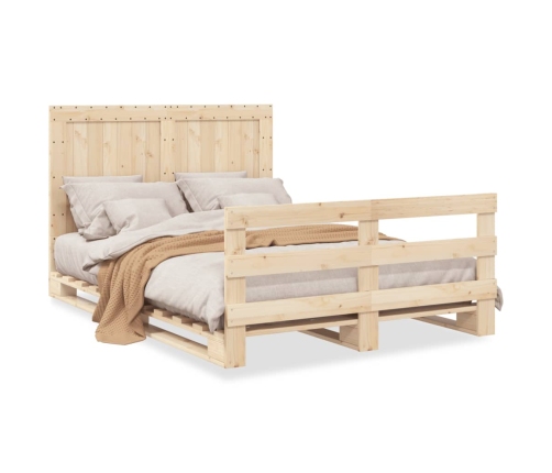 vidaXL Estructura de cama con cabecero madera maciza pino 160x200 cm