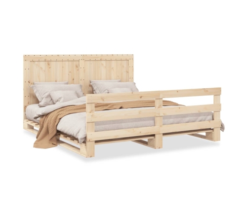 Estructura de cama con cabecero madera maciza de pino 200x200cm