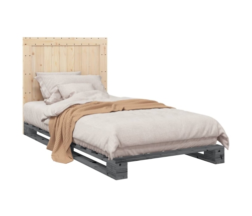 Estructura de cama con cabecero madera de pino gris 100x200cm