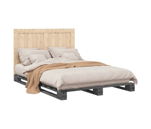 Estructura de cama con cabecero madera pino gris 140x200 cm