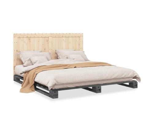 Estructura de cama con cabecero madera de pino gris 200x200cm