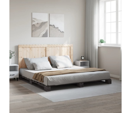 Estructura de cama con cabecero madera de pino gris 200x200cm