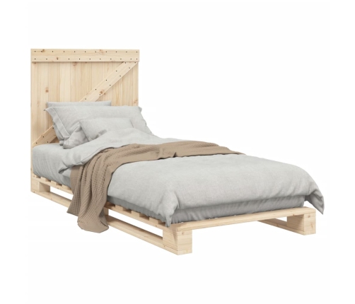 Estructura de cama con cabecero madera maciza de pino 90x200 cm