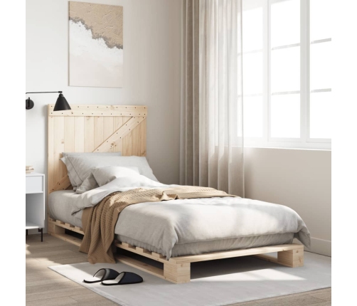 Estructura de cama con cabecero madera maciza de pino 90x200 cm