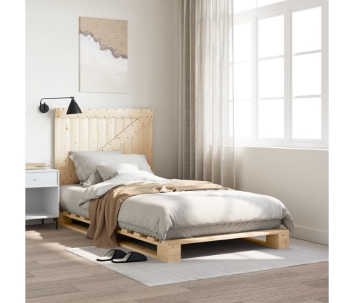 Estructura de cama con cabecero madera maciza pino 100x200 cm