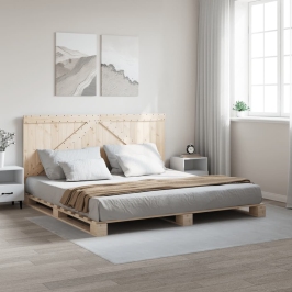 Estructura de cama con cabecero madera maciza pino 180x200 cm