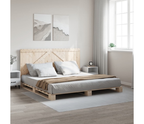 Estructura de cama con cabecero madera maciza pino 180x200 cm