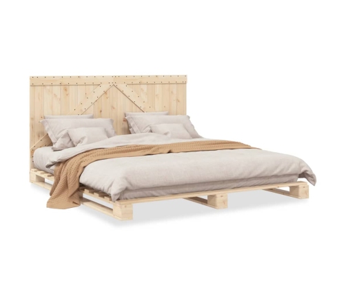 Estructura de cama con cabecero madera maciza de pino 200x200cm
