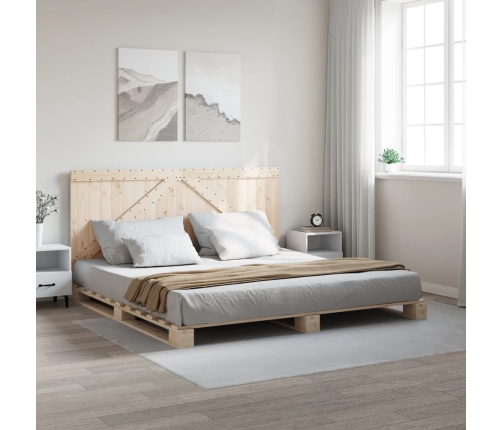 Estructura de cama con cabecero madera maciza de pino 200x200cm