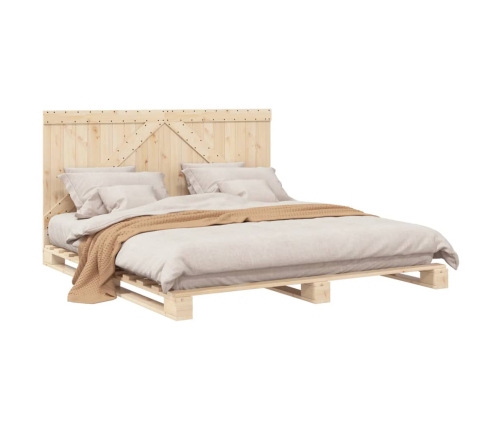 Estructura de cama con cabecero madera maciza de pino 200x200cm