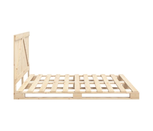 Estructura de cama con cabecero madera maciza de pino 200x200cm