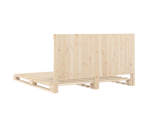 Estructura de cama con cabecero madera maciza de pino 200x200cm