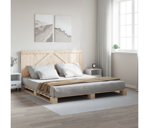 Estructura de cama con cabecero madera maciza de pino 200x200cm