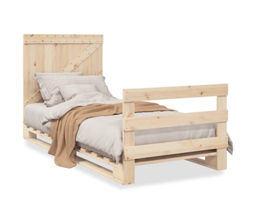 Estructura de cama con cabecero madera maciza de pino 90x200 cm