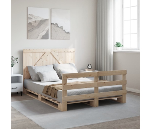 Estructura de cama con cabecero madera maciza pino 160x200 cm