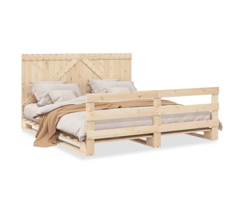 Estructura de cama con cabecero madera maciza de pino 200x200cm