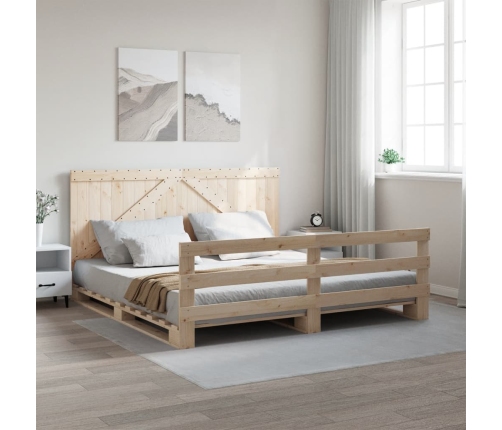 Estructura de cama con cabecero madera maciza de pino 200x200cm