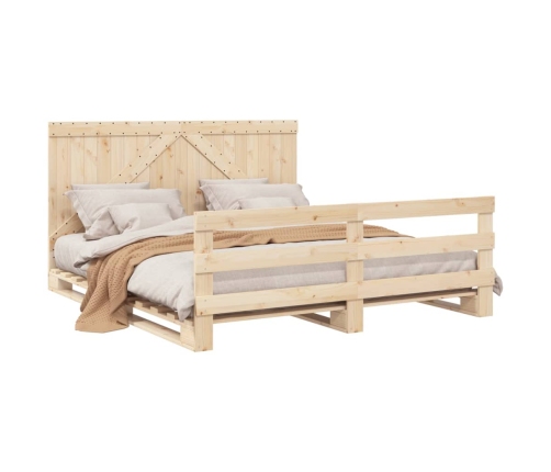 Estructura de cama con cabecero madera maciza de pino 200x200cm