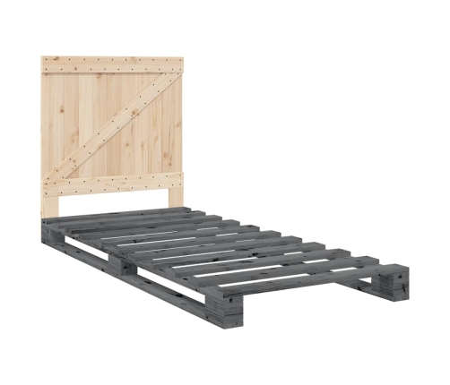 vidaXL Estructura de cama con cabecero madera de pino gris 90x200 cm