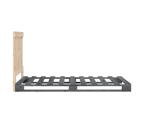 vidaXL Estructura de cama con cabecero madera de pino gris 90x200 cm