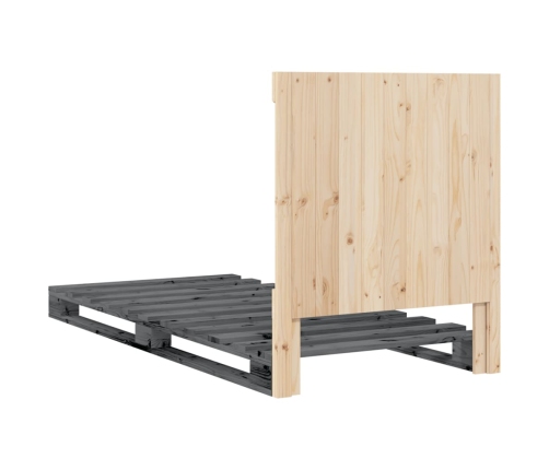 vidaXL Estructura de cama con cabecero madera de pino gris 90x200 cm