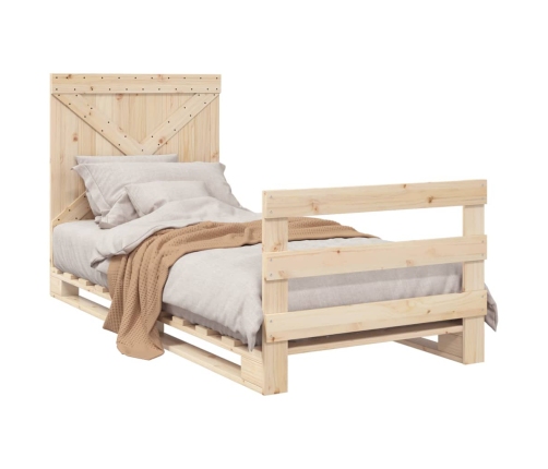 Estructura de cama con cabecero madera maciza de pino 90x200 cm