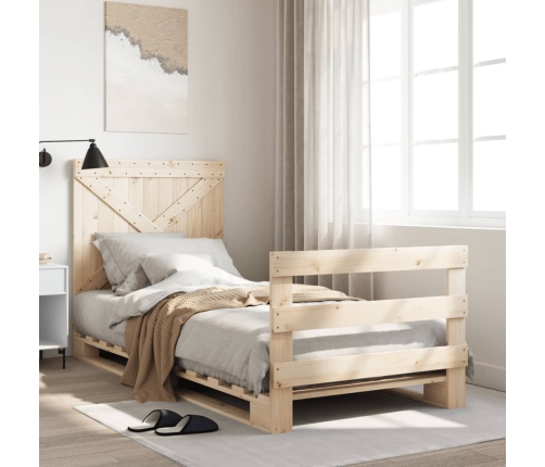 Estructura de cama con cabecero madera maciza de pino 90x200 cm