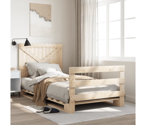 Estructura de cama con cabecero madera maciza pino 100x200 cm