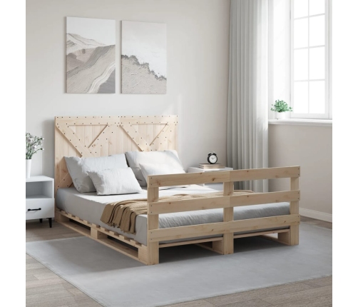 Estructura de cama con cabecero madera maciza pino 140x200 cm