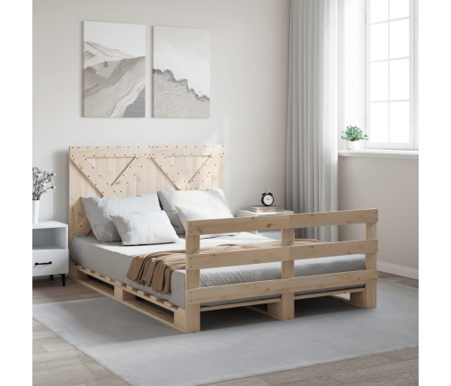 Estructura de cama con cabecero madera maciza pino 160x200 cm