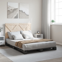 Estructura de cama sin colchón madera de pino gris 160x200 cm